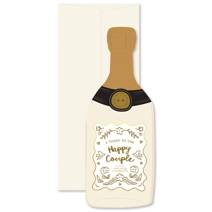 Happy Couple Champagne Bottle Greeting Card