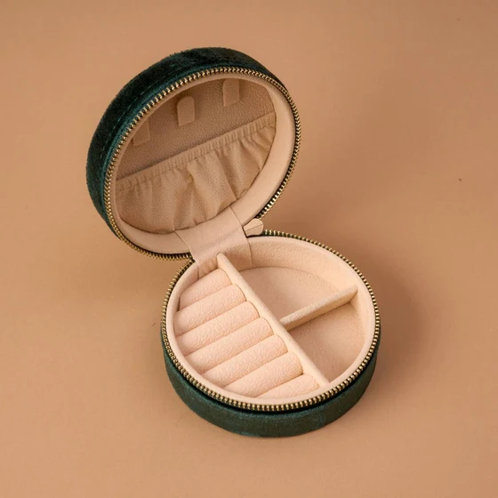 Round Teddy Bear Velvet Jewelry Case