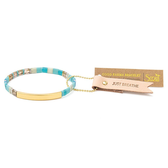 Good Karma Miyuki Bracelet | Just Breathe - Tonal Turq/Gold