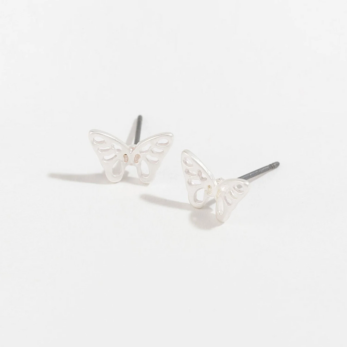 Silver Butterfly Stud Earrings