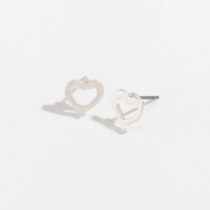 Silver Plated Heart Stud Earrings