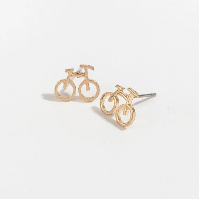 Gold Bicycle Stud Earrings