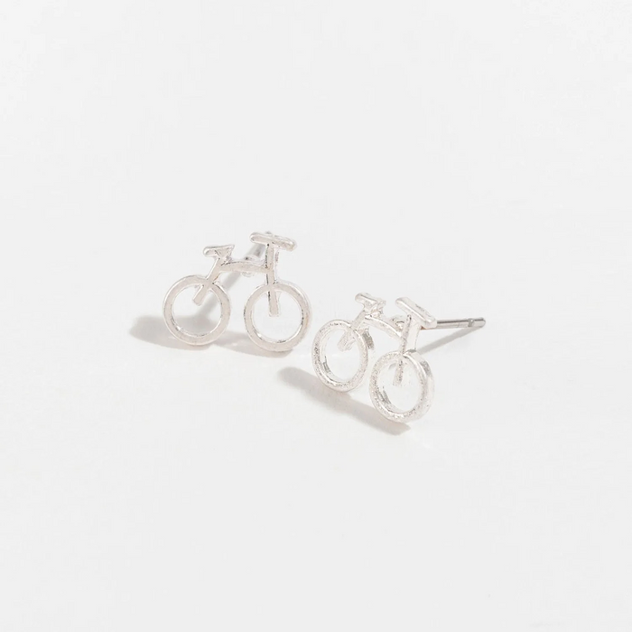 Silver Bicycle Stud Earrings