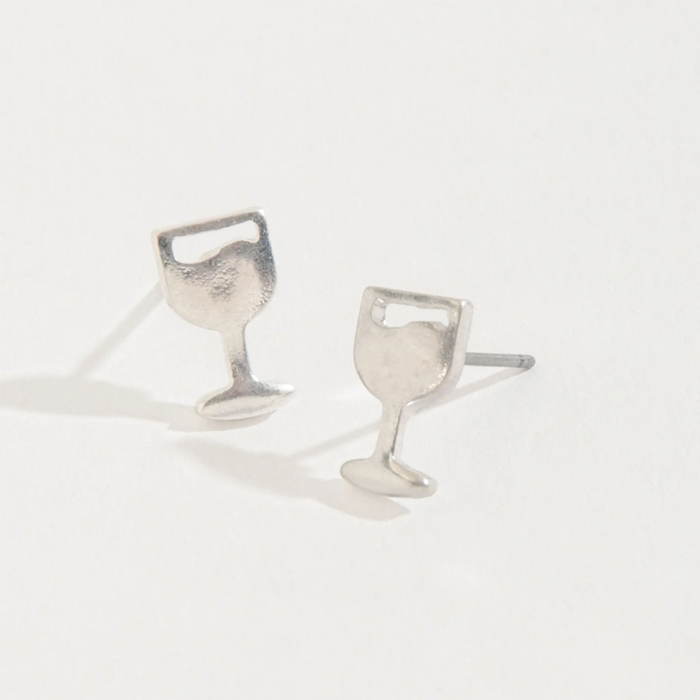 Silver Wine Stud Earrings