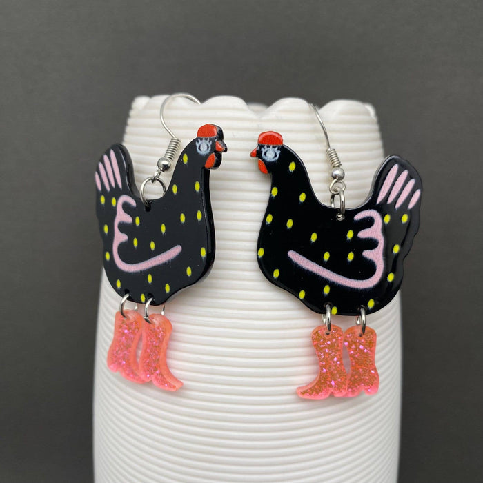 Acrylic Cock Dangle Earrings - YK