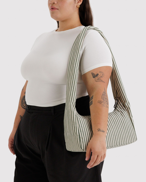 Nylon Meringue Bag - Sage Stripe