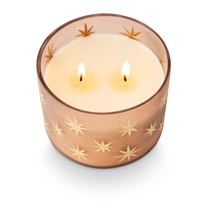 Woodfire Frosted Star Glass Candle