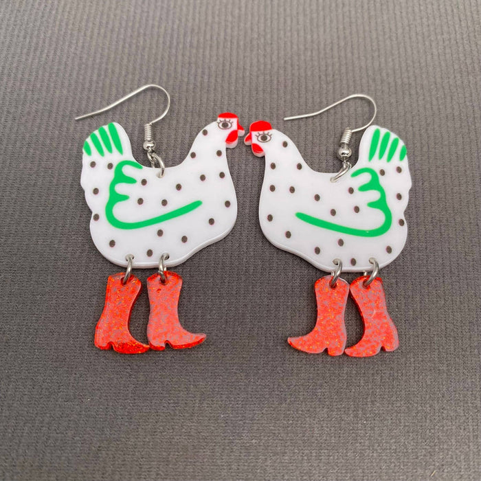 Acrylic Cock Dangle Earrings - YK