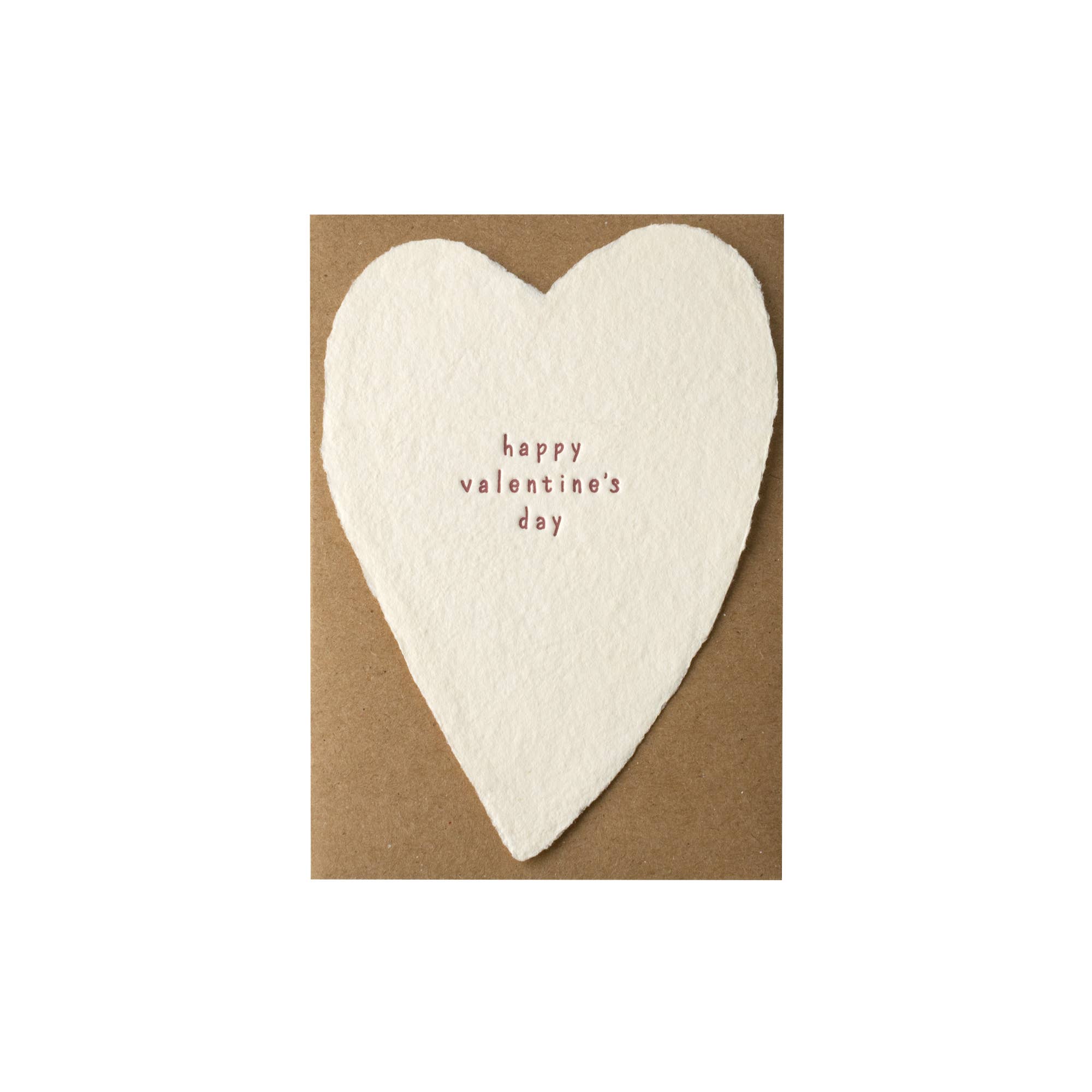 Heart-shaped card with 'happy Valentine's day' text on a brown background
