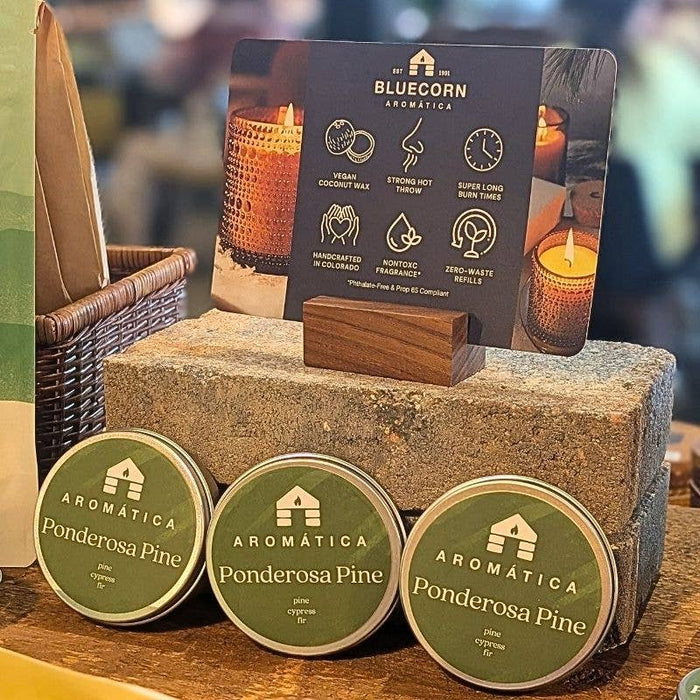 Bluecorn Beeswax Candle Shelf Talkers with Wooden Holders