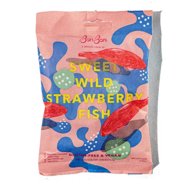 Sweet Wild Strawberry Fish- Swedish Candy 5.2oz (150g)