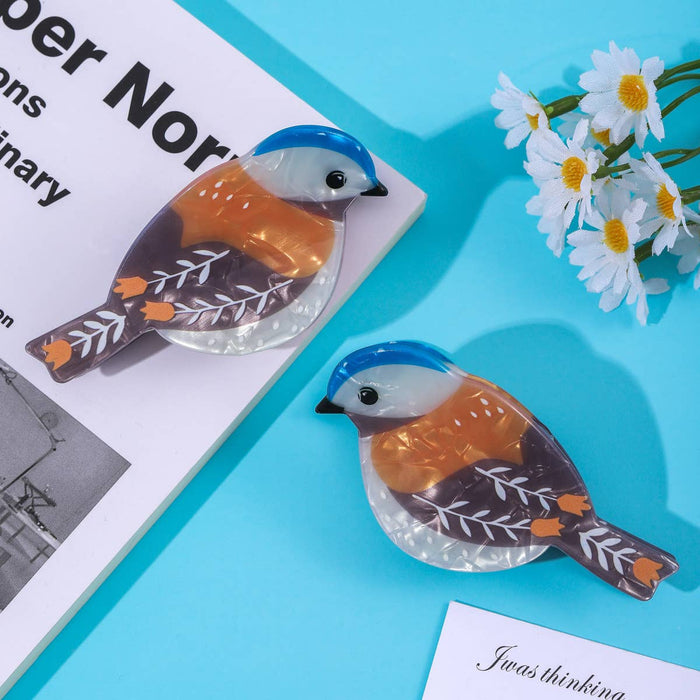 Cartoon Eurasian Blue Tit Bird Print  Hair Claw Clip