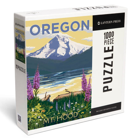 Puzzle box featuring Mount Hood with 'OREGON' text and Lantern Press logo.