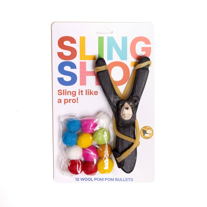 Wooden Bear Slingshots with Felted Pellets