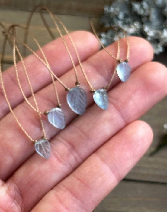 Aquamarine Carved Leaf Necklace