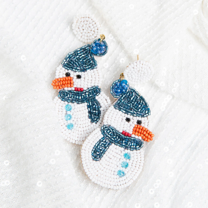Snowman Seed Bead Earrings