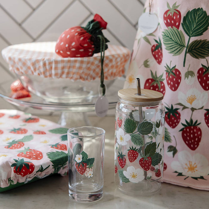 Strawberry Patch Glass Can