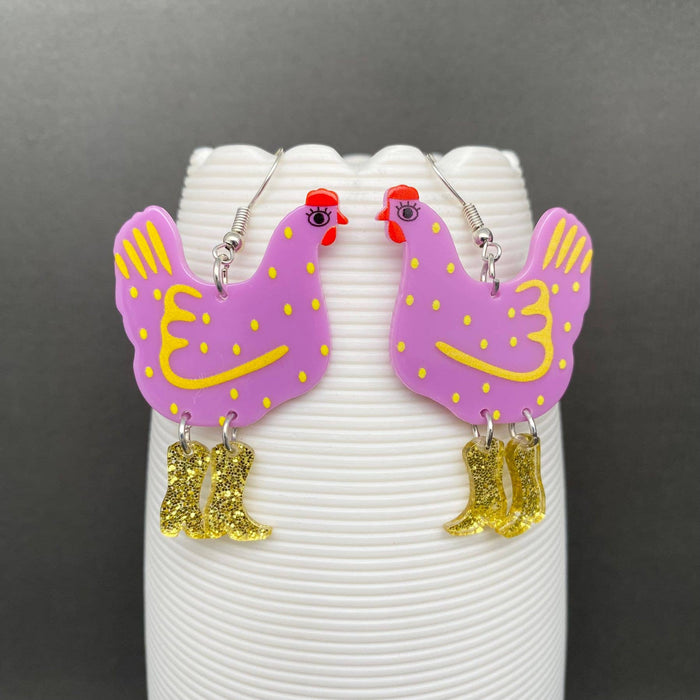 Acrylic Cock Dangle Earrings - YK