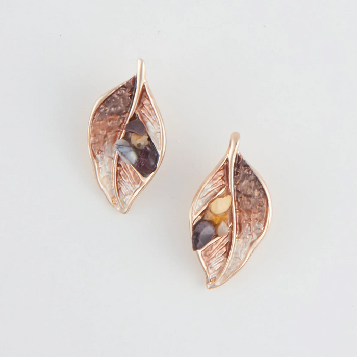 Enamel Leaf Earrings