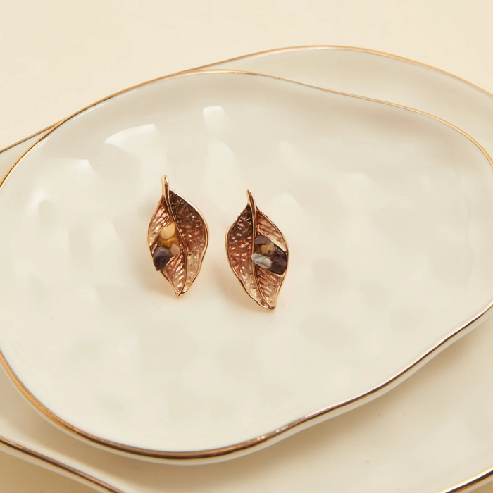 Enamel Leaf Earrings