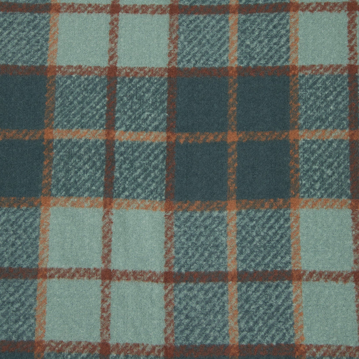 Windowpane Plaid Fringe Scarf Steel Blue