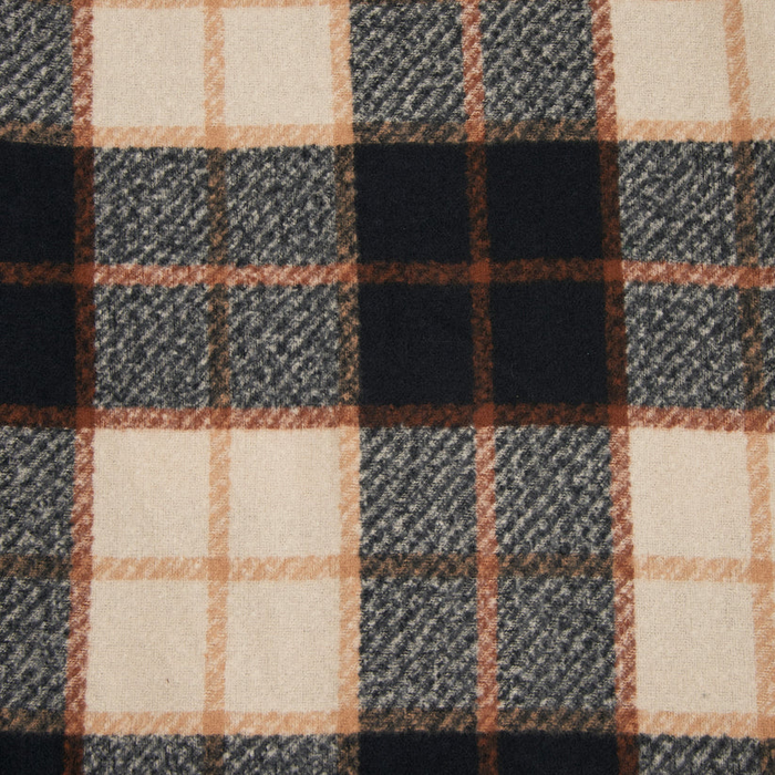 Windowpane Plaid Fringe Scarf Neutral