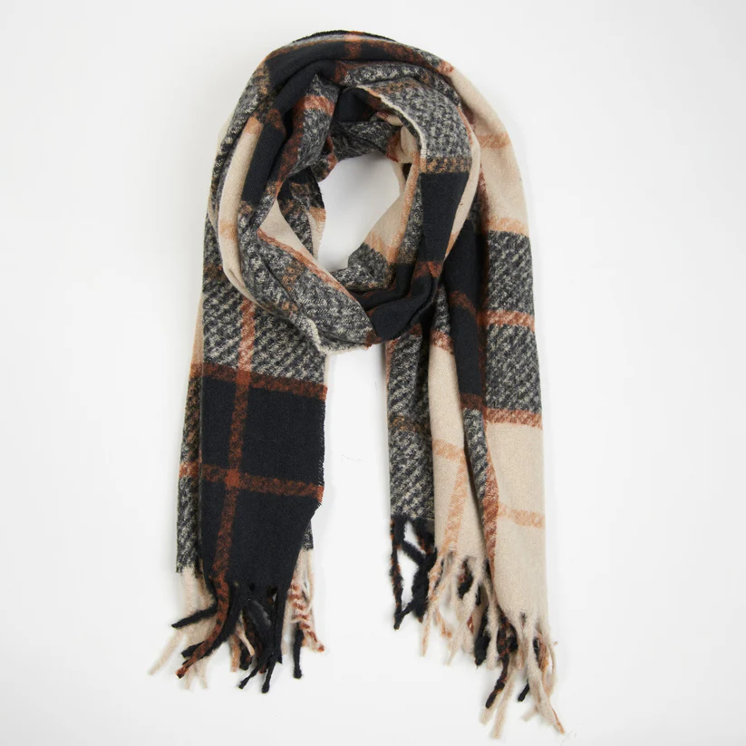 neutral plaid scarf