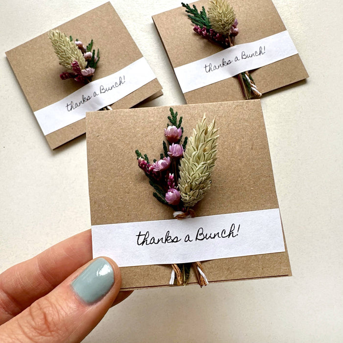 Thanks a Bunch Mini Dried Purple Floral Bouquet Card