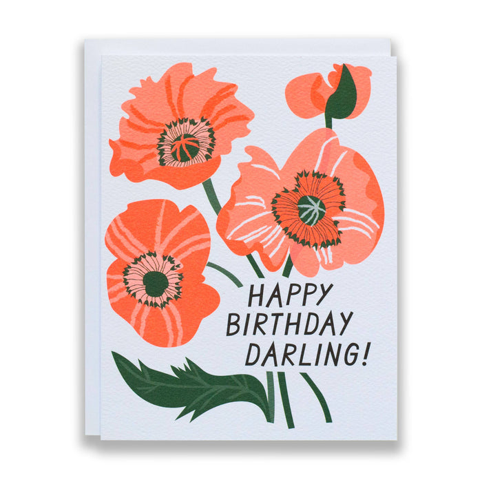 Happy Birthday Darling - Poppies Note Card