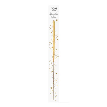 Gold sparkler wand with 'TOPS' branding on a white background