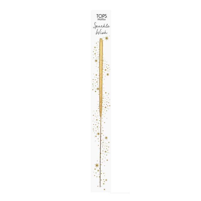 Gold sparkler wand with 'TOPS' branding on a white background