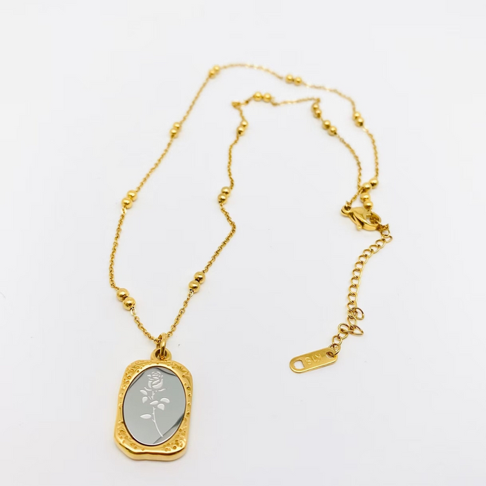 Magic Mirror Rose Pendant Necklace | 18K Gold-Plated Stainless Steel