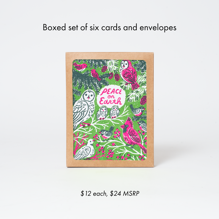 Peace Birds Letterpress Holiday Greeting Card