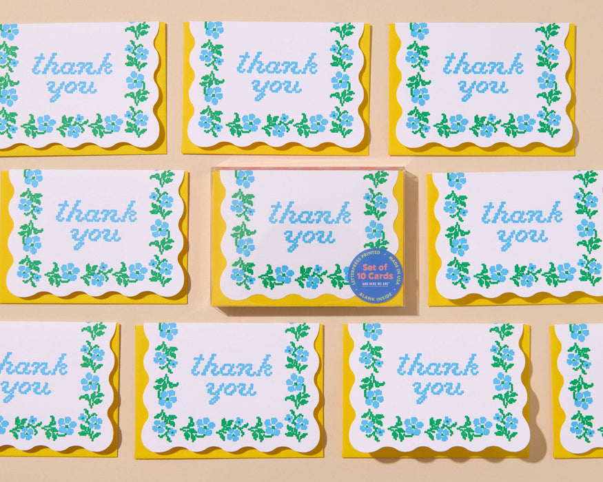 Floral Cross-stitch Box Set Letterpress Thank You Notecards