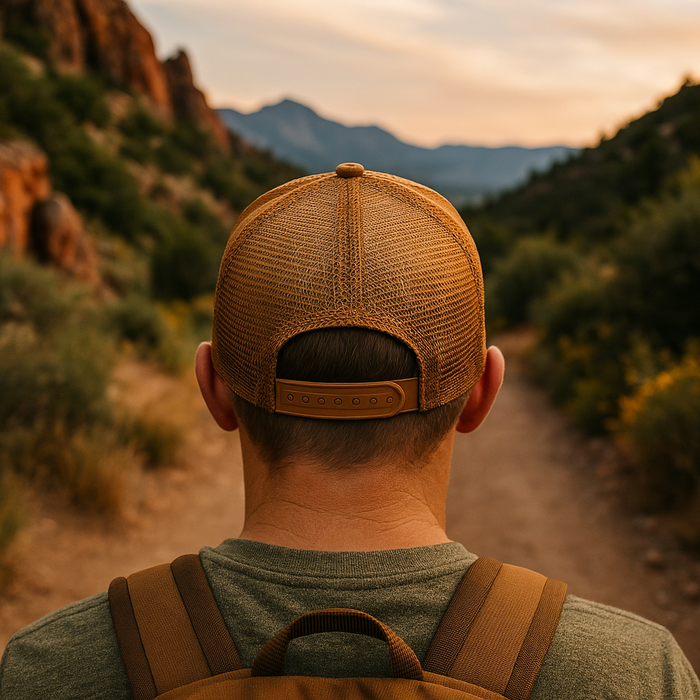 PNW Leather Patch Trucker Hat With Arrows