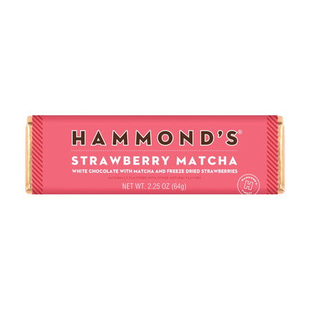 Hammond's Strawberry Matcha chocolate bar packaging on a white background