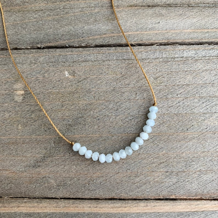 Aquamarine Tiny Gemstone Bar Necklace