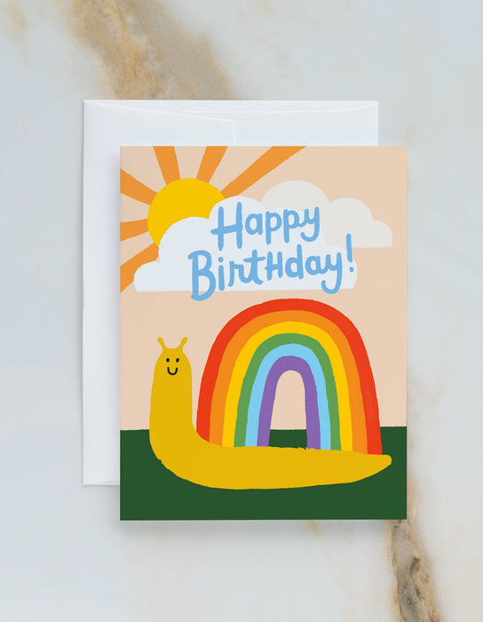 Snail Rainbow Birthday Greeting Card