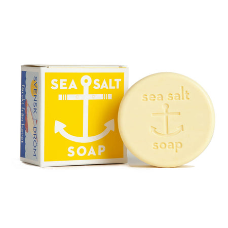 Sea salt soap with packaging featuring an anchor design on a white background