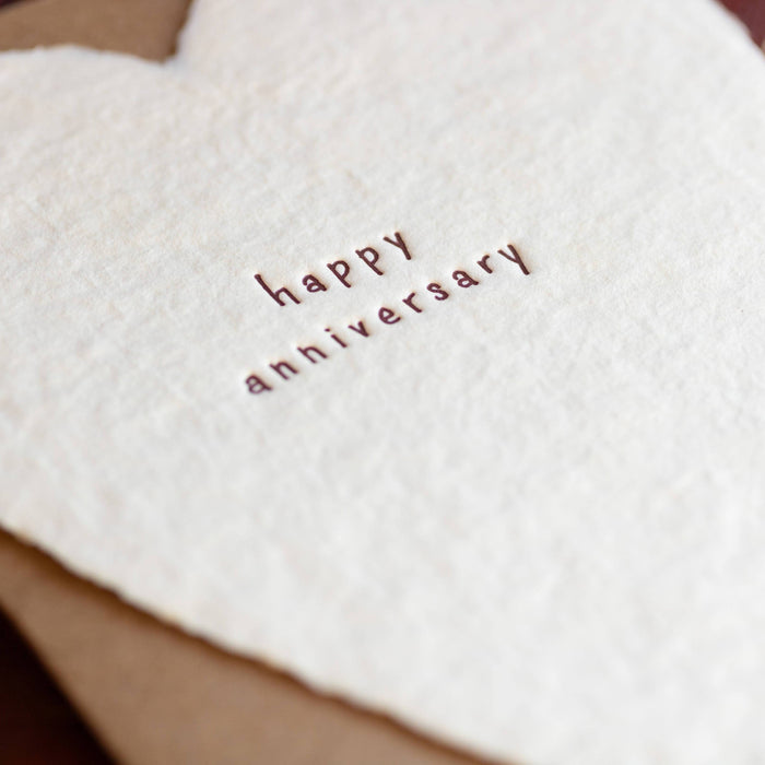 Happy Anniversary Greeted Heart Handmade Paper Letterpress