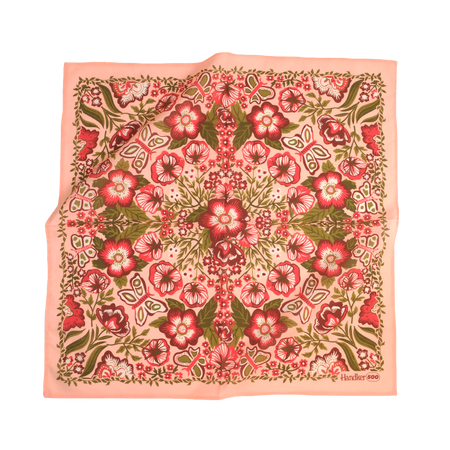 Floral patterned fabric square with pink background