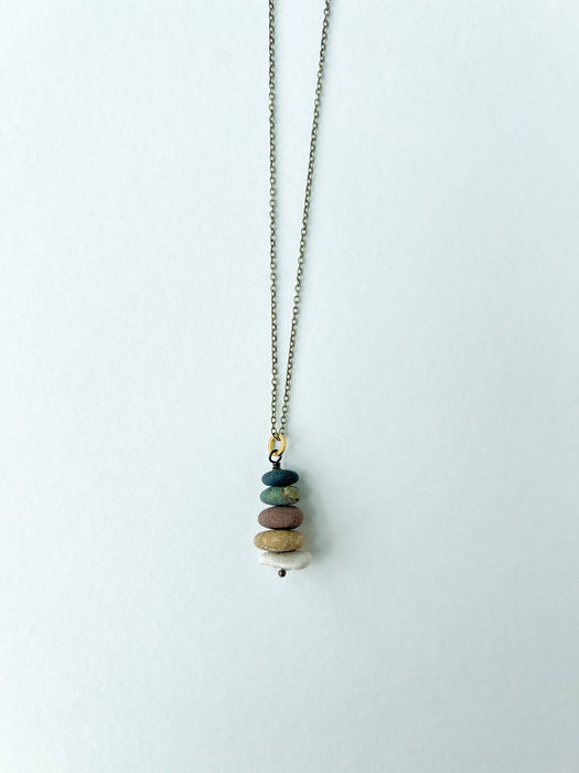 Lake Stone Cairn Charm Necklace (18" Chain)