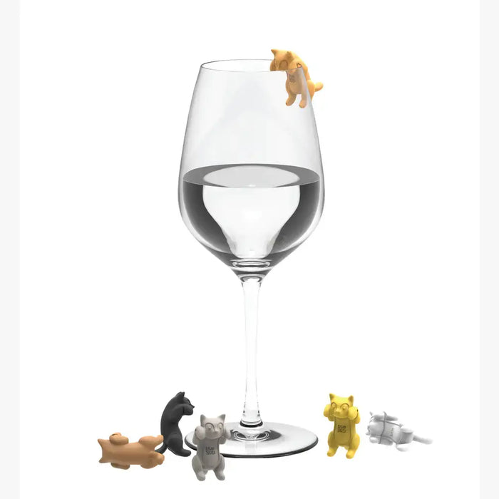 TrueZoo Paws Off™ Silicone Cat Beverage Markers - Set of 6