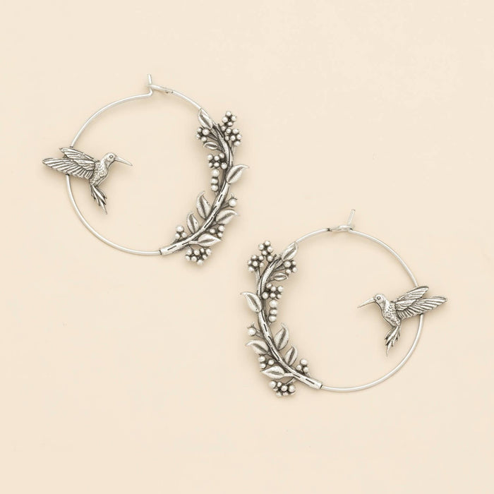 Refined Icon Earring - Hummingbird Hoop/Silver