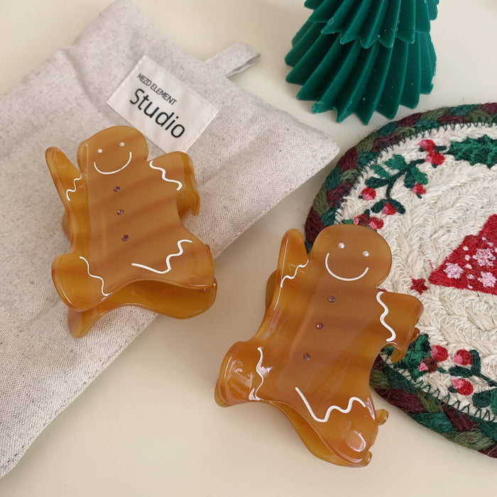 Christmas Gingerbread Man Acetate Hair Claw Accessory