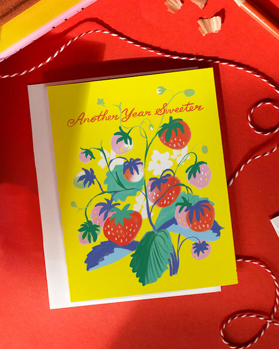 Whimsical Strawberry Birthday Card