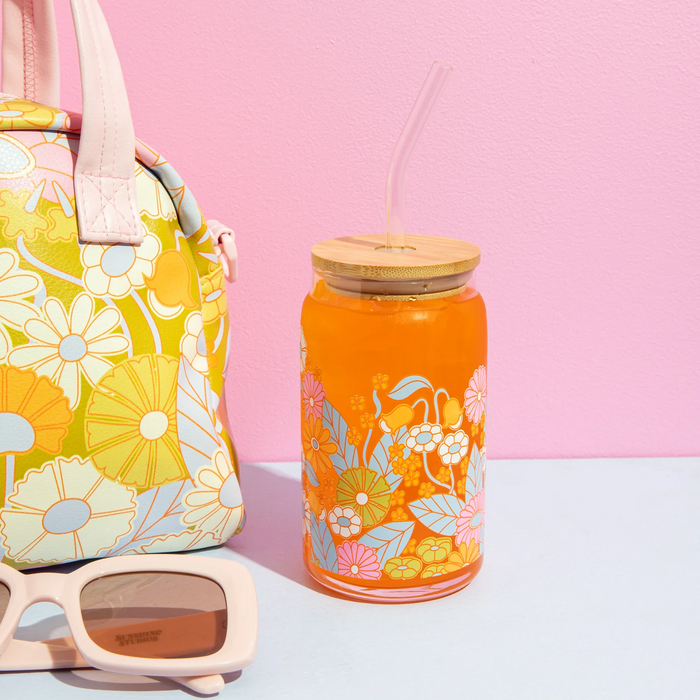 Gatherin Flowers Glass w/Lid