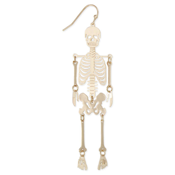 Dance Macabre Gold Skeleton Earrings