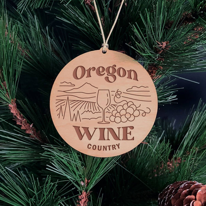 Oregon Wine Country Round Christmas Ornament