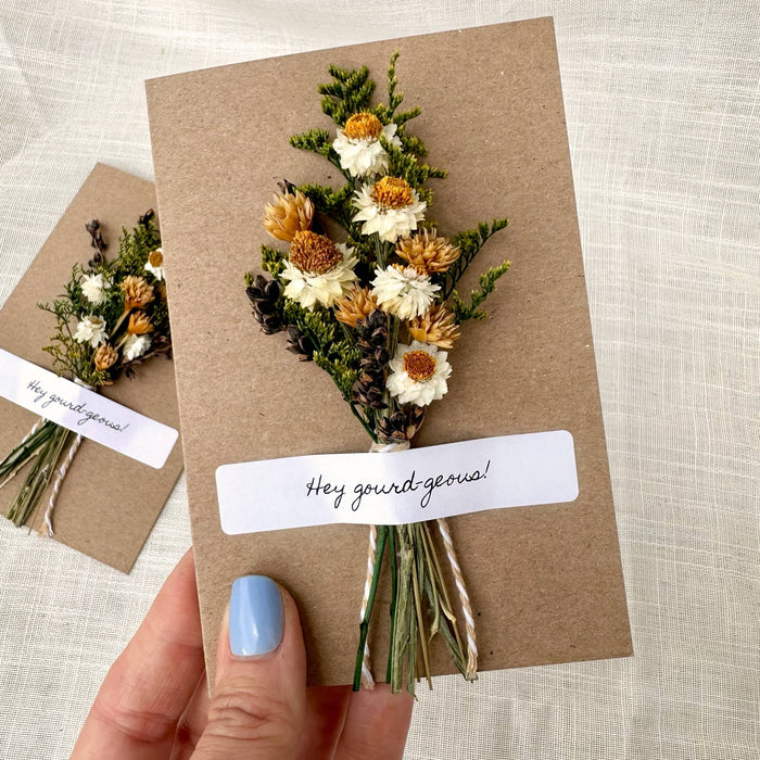 Hey Gourd-geous! Fall Dried Floral Bouquet Card for Autumn